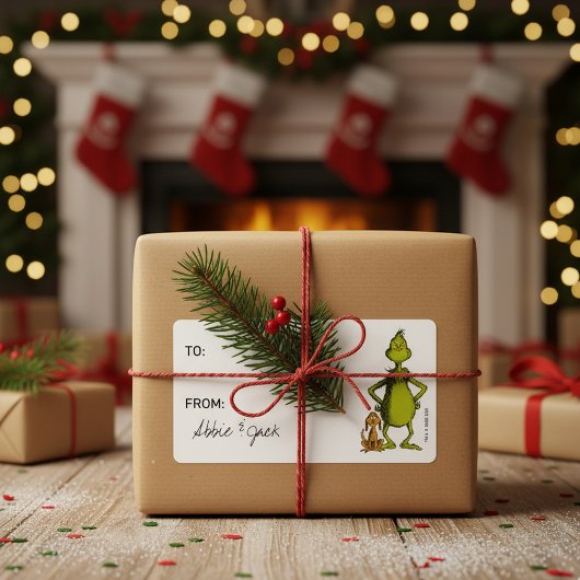 Étiquette de Noël du Grinch et Max de Dr. Seuss