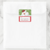 Étiquette de Noël du Père Noël Rouge et Vert (Sac)