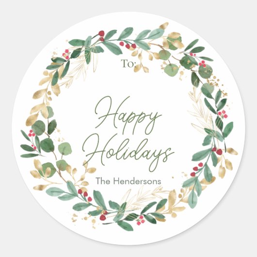 Étiquette de Noël Foliing Red Berry (Devant)