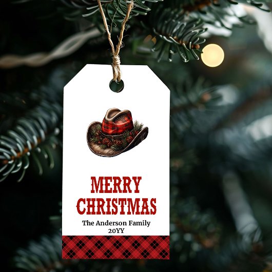 Étiquette de Noël occidentale modifiable avec chap
