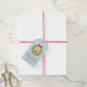 Étiquette de Noël Ourson Mignon Couronne (Avec de la ficelle)