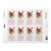 Étiquette de Noël personnalisée Cardinal (Feuille entière)