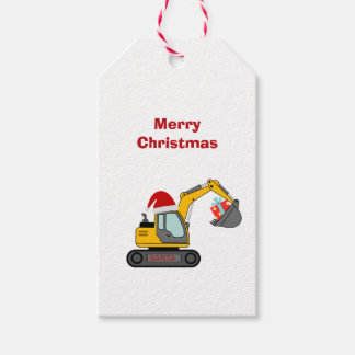 Étiquette de Noël Petit Excavateur du Père Noël