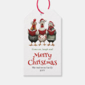 Étiquette de Noël poulets fantaisistes - Design mo (Devant)