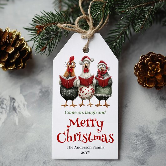 Étiquette de Noël poulets fantaisistes - Design mo