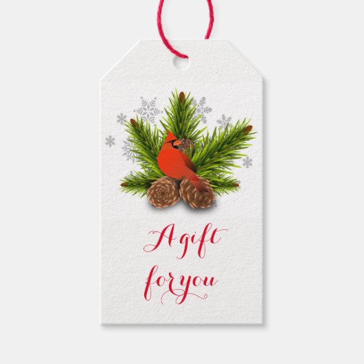 Étiquette de Noël pour oiseaux cardinaux (Devant)