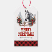 étiquette de Noël Ranch avec calèche rouge vert (Devant)