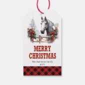 étiquette de Noël Ranch avec calèche rouge vert (Dos)