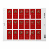 Étiquette de Noël « Red 2 & Wreath Monogram Merry (Feuille entière)