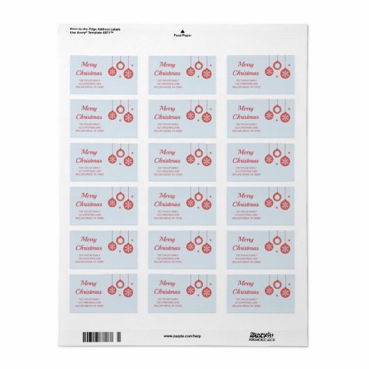 Étiquette de Noël Red Rustic Snowflake (Feuille entière)