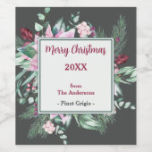 Étiquette de Noël rose floral et charbon de bois (Étiquettes simples)