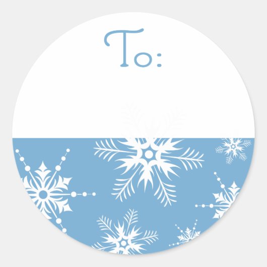 Étiquette de Noël Snowflake - Bleu (Devant)