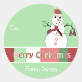 Étiquette de Noël Snowman Vert mais vous choisisse (Devant)