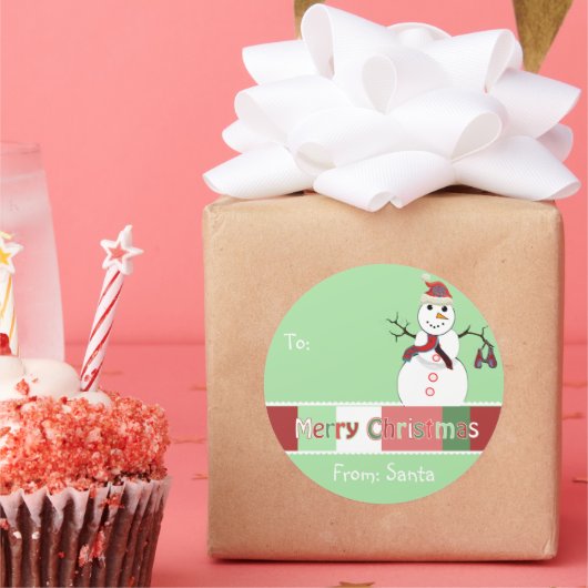 Étiquette de Noël Snowman Vert mais vous choisisse (Fête)