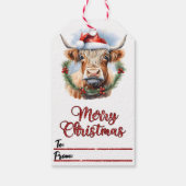 Étiquette de Noël vache joyeuse en chapeau (Dos)