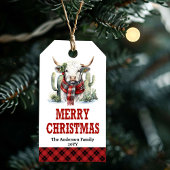 Étiquette de Noël western rustique avec cheval et