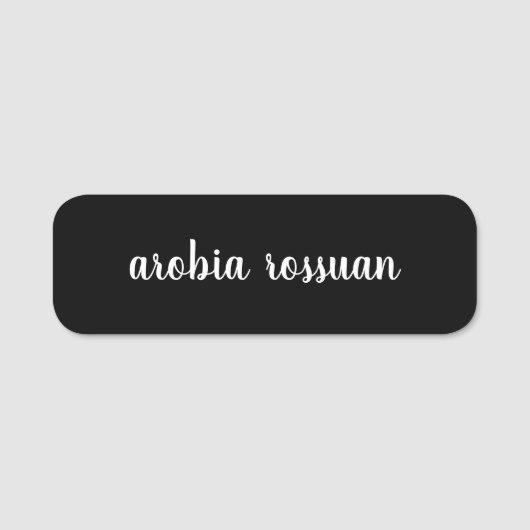 Étiquette de nom à monogramme en script noir | Per (Devant)
