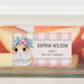 Étiquette de nom Animaux Mignons Gingham Floral Ro (Apposé)