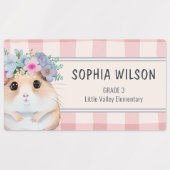 Étiquette de nom Animaux Mignons Gingham Floral Ro (Design 1)