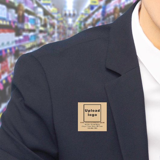 Étiquette de nom carré marron clair de marque comm