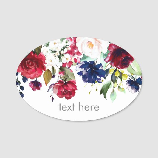 étiquette de nom classique d'aquarelle rouge flora (Devant)