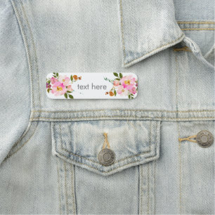 Étiquette de nom classique rose floral
