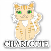 Étiquette de nom de chat orange personnalisé (Devant)