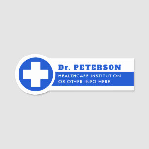 Étiquette de nom de docteur de soins de santé médi