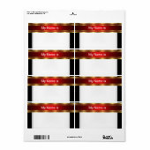 Étiquette de nom de fête or rouge noir (Feuille entière)