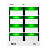 Étiquette de nom de fête verte (Feuille entière)