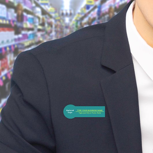 Étiquette de nom de forme de badge vert sarcelle d