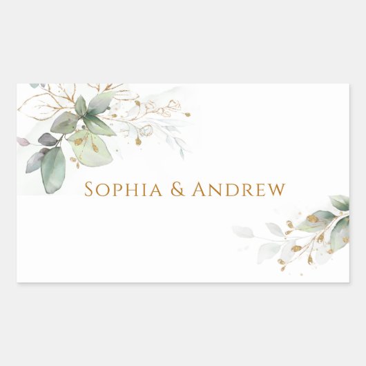 Étiquette de nom de invité de mariage à l'eucalypt (Devant)