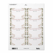 Étiquette de nom de mariage avec bordure florale e (Feuille entière)