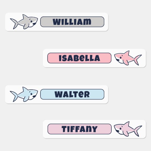 Étiquette de nom de requin de dessin animé mignon  (Groupe)