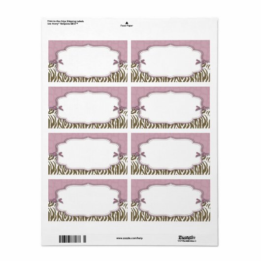 Étiquette de nom de Safari Chic (Feuille entière)