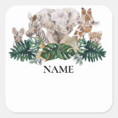 Étiquette de nom de safari de bébés de la jungle a (Devant)