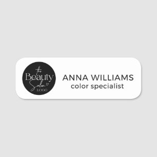 Étiquette de nom de salon professionnel blanc de b