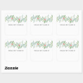 Étiquette de nom de verdure de Noël à l'aquarelle (Feuille)