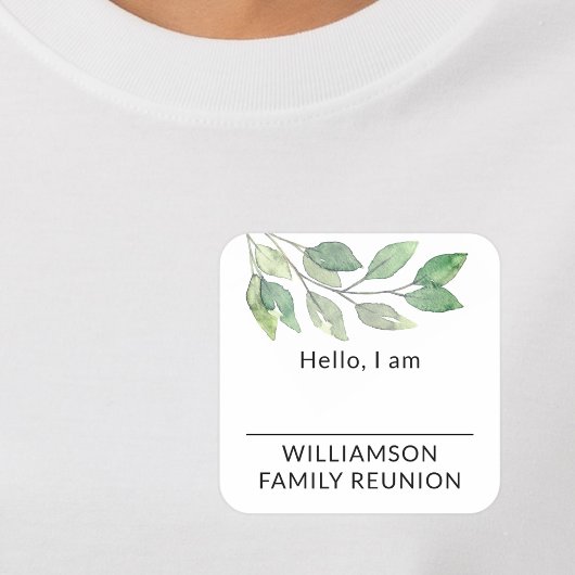 Étiquette de nom de verdure de réunion de famille