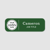 Étiquette de nom d'employé vert foncé de logo d'en (Devant)