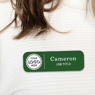 Étiquette de nom d'employé vert foncé de logo d'en