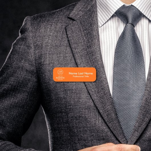 Étiquette de nom d'entreprise orange moderne