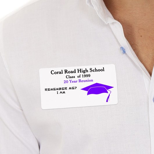 Étiquette de nom du papier pourpre noir de la réun