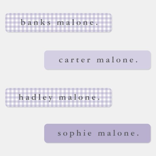 Étiquette de nom étanche Gingham Violet (Groupe)