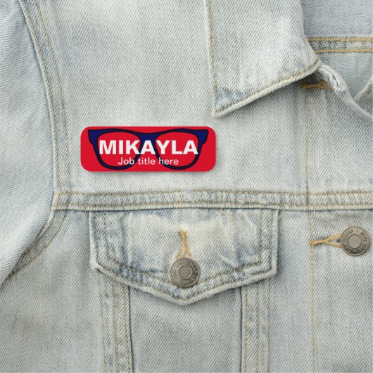 Étiquette de nom Opticien Rouge (En situation)