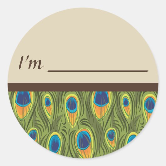 Étiquette de nom Peacock Feathers Sticker (Devant)