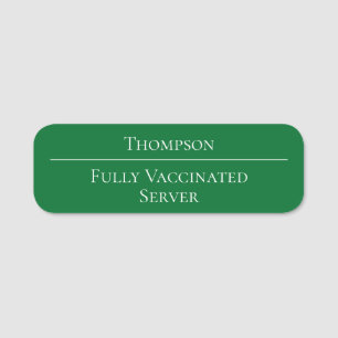 Étiquette de nom vert entièrement vaccinée pour