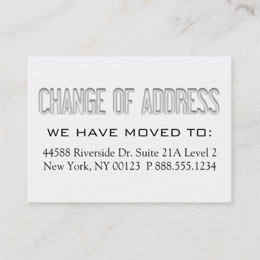 Étiquette de notification de «Changement d'adresse (Devant)