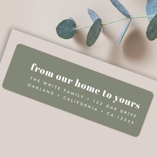 Étiquette De notre maison à la vôtre Moderne Minimal Vert Du