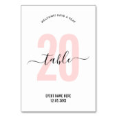 Étiquette de numéro de table en calligraphie éléga (Dos)